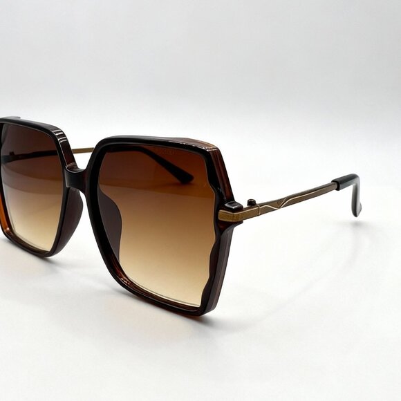 NEW Simplistic SQUARE Iconic Glam Oversized Designer Style Sunglasses Brown - Picture 3 of 5